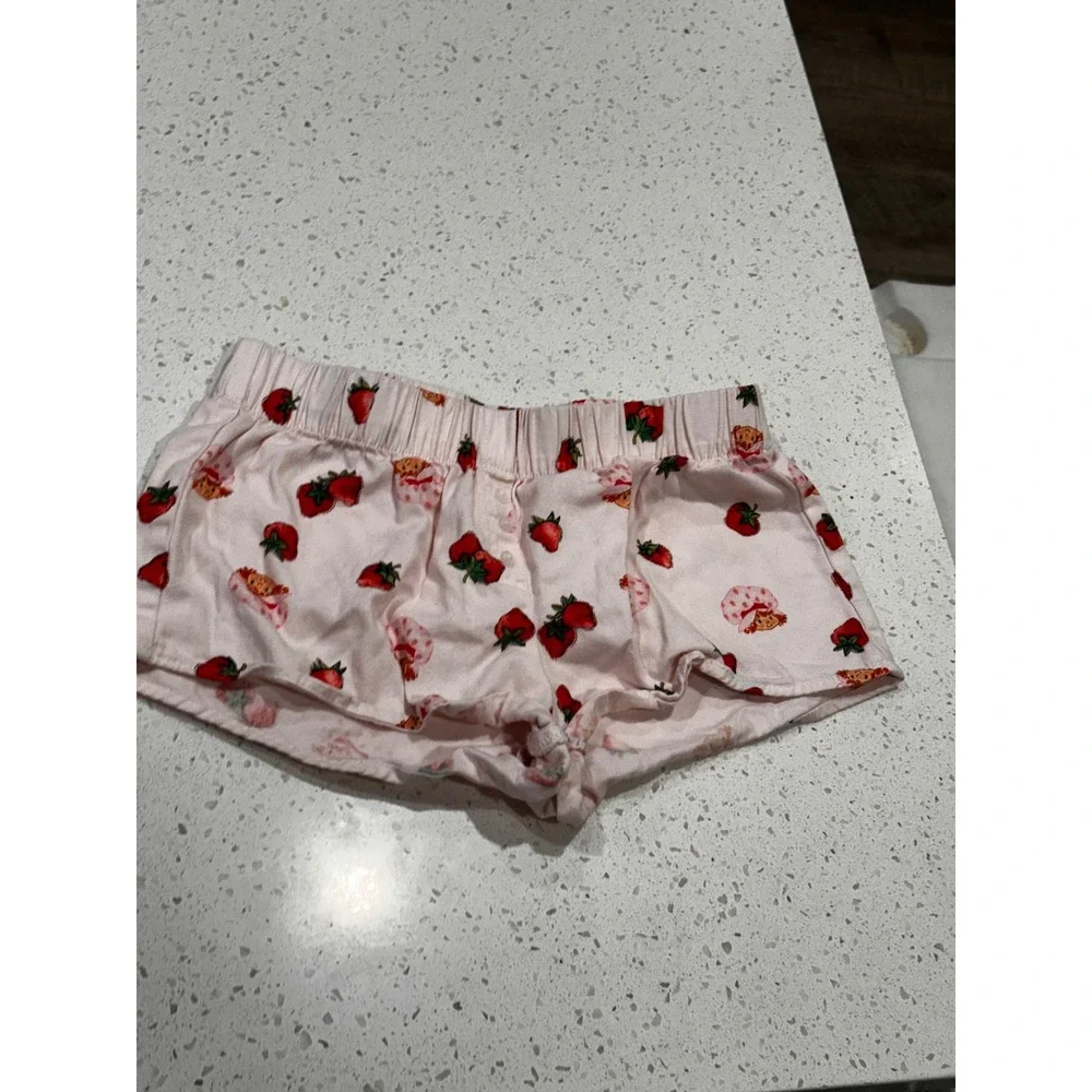 Strawberry Shortcake Pink Character Print Pajama Shorts Kids XS Elastic Waist